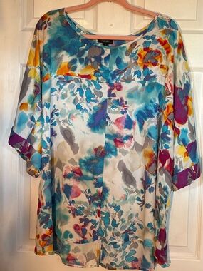 Spense Multicolor Abstract Floral Blouse